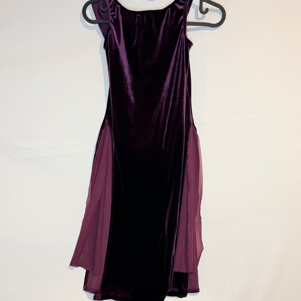 Weissman Kids Purple Velvet Cowl Neck Dance Costume Dress IC RN64830